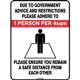 1 PERSON PER 4SQM SIGN