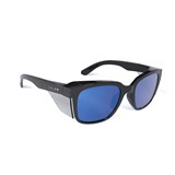 BOLLE STKS 410 SAFETY GLASSES COBALT MIRROR POLARISED LENS WITH BLACK FRAME